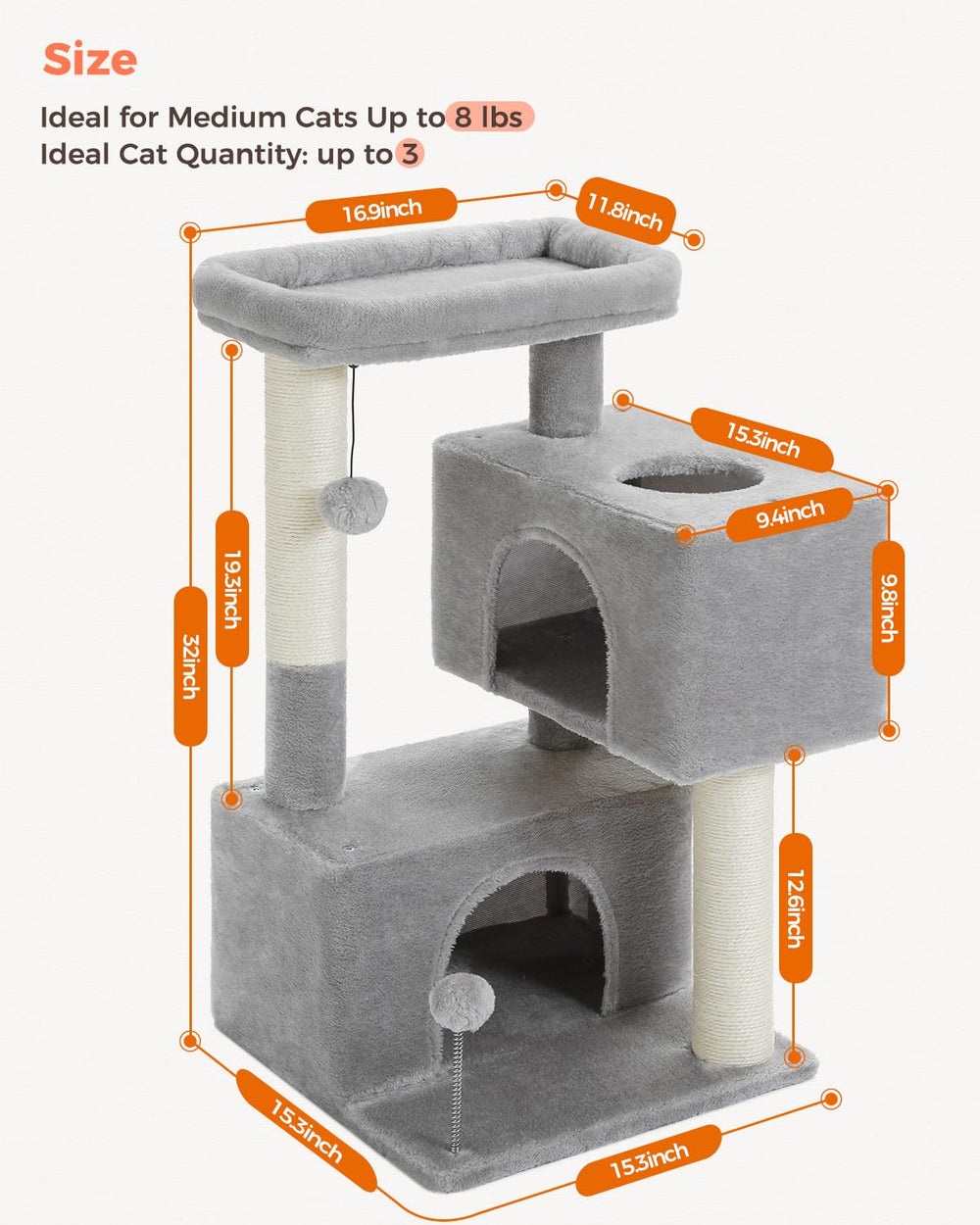 UYMI 32-cat-tree dangling toys for interactive play