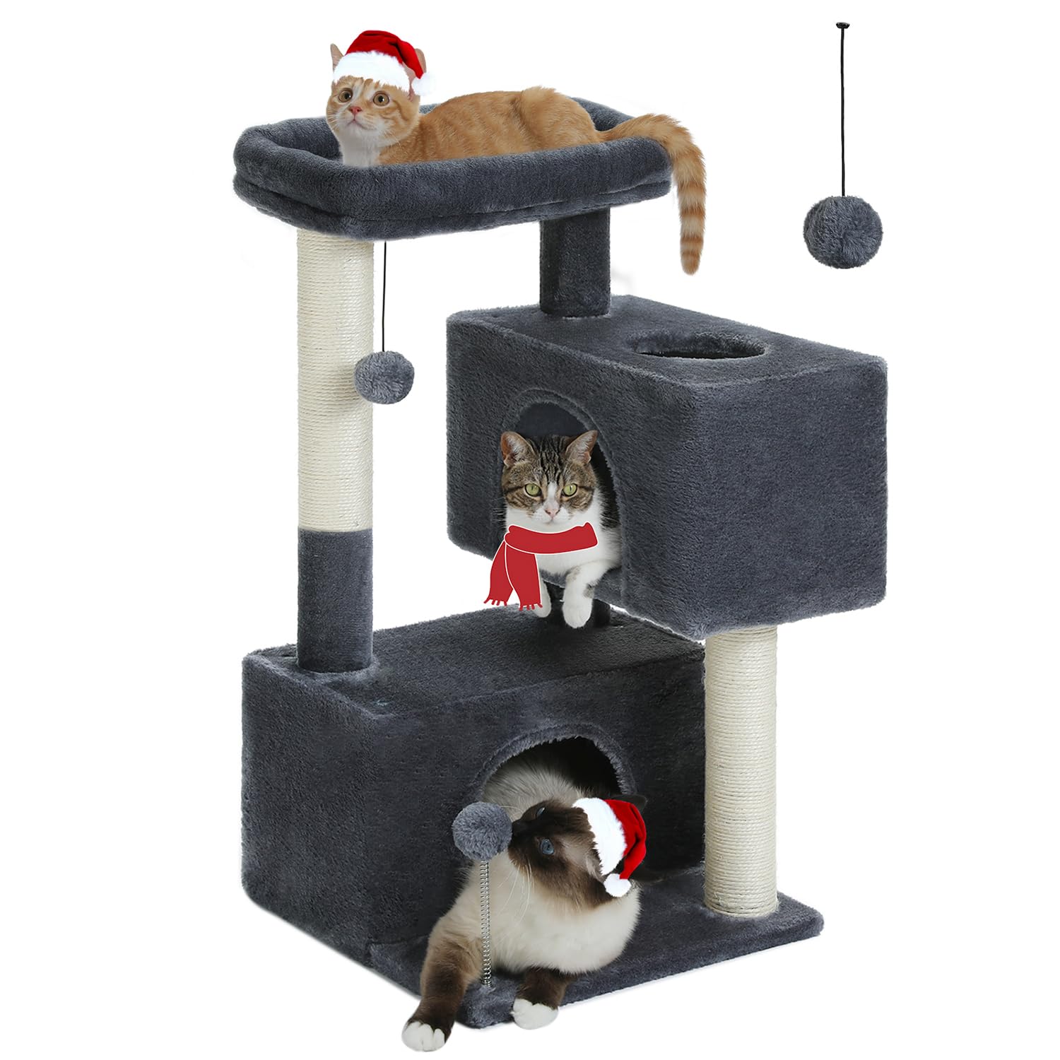 UYMI 32 inch cat tree top perch provides elevated lounging and observation.
