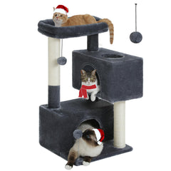 UYMI 32 inch cat tree top perch provides elevated lounging and observation.