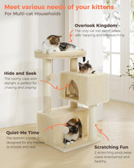 UYMI 32-inch cat tree with sisal posts for scratching durability