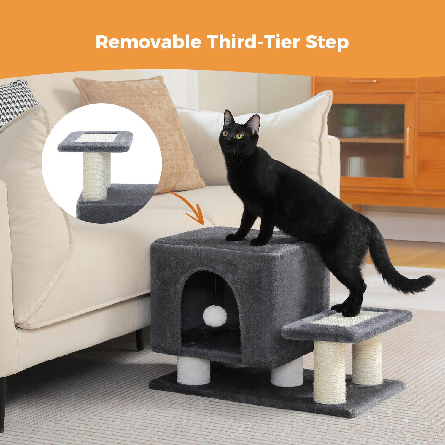 UYMI adjustable third-tier height demonstrates adaptable setup for small pets.
