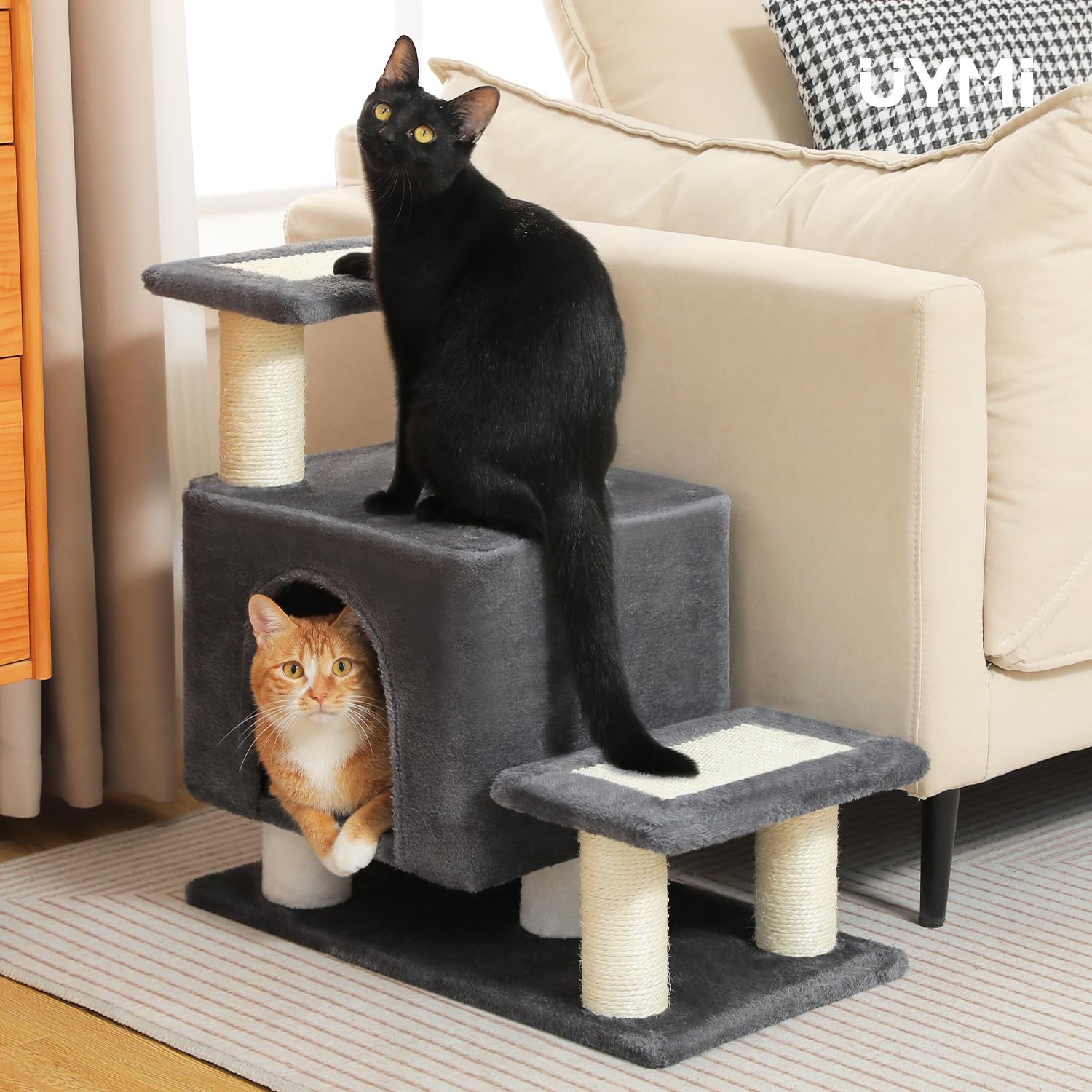 UYMI dark-grey finish adds stylish, space-saving pet furniture for homes.