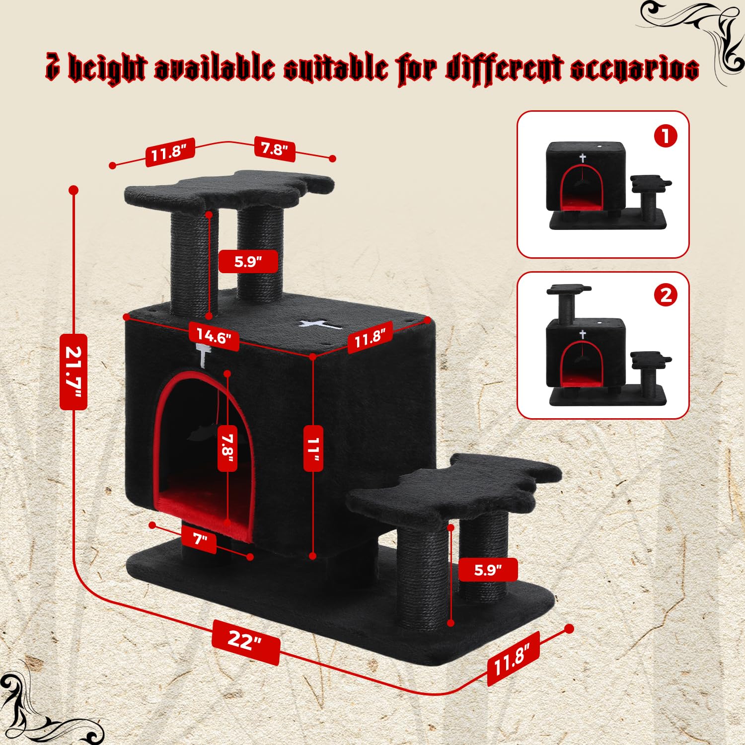 UYMI Gothic 3-in-1 adjustable top platform adapts to furniture heights.
