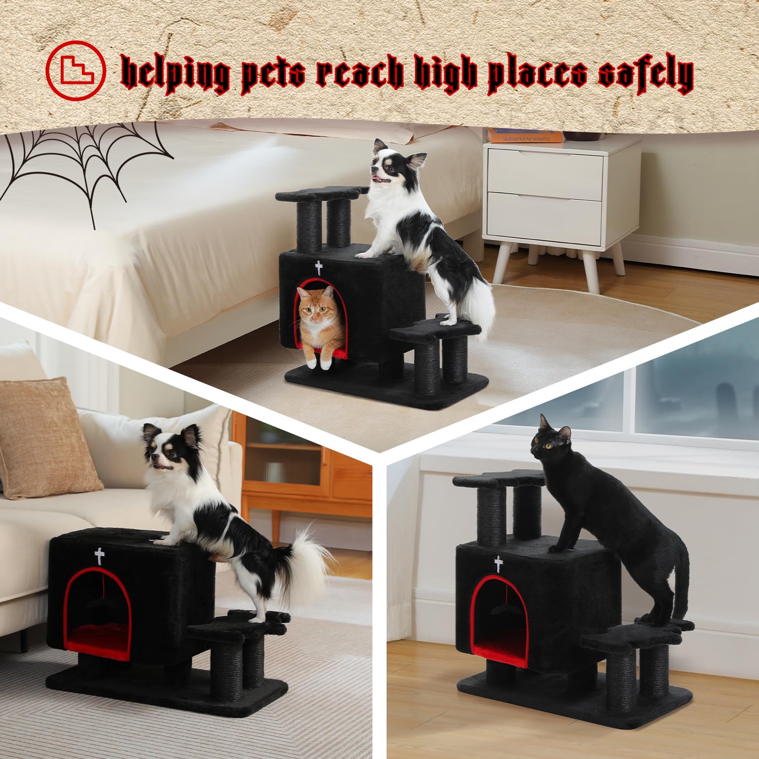 UYMI Gothic 3-in-1 ultra-stable construction uses sturdy particle board.