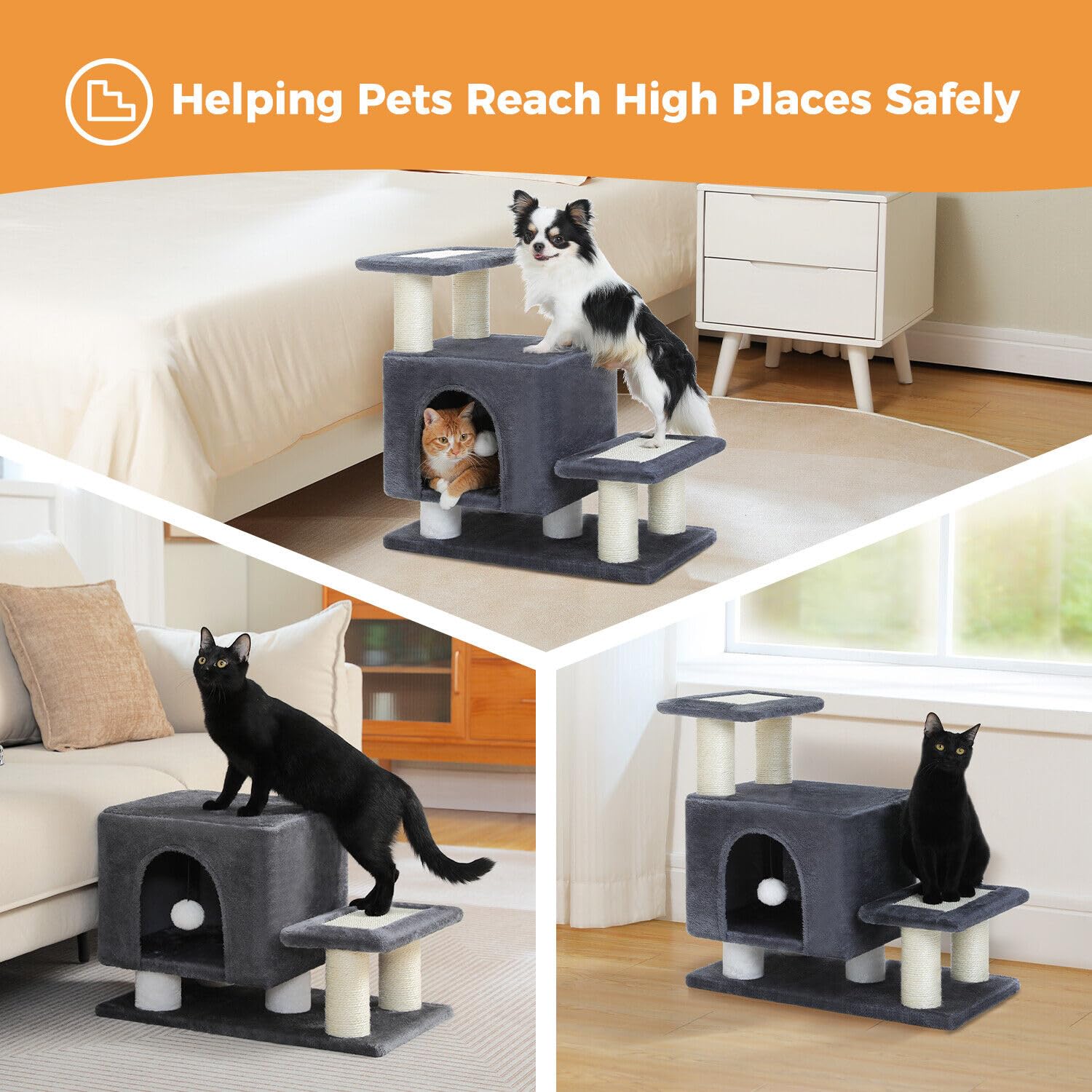 UYMI hanging ball feature promotes interactive cat play.