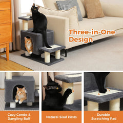 UYMI pet stairs elevated on a high bed illustrating climbing assistance.