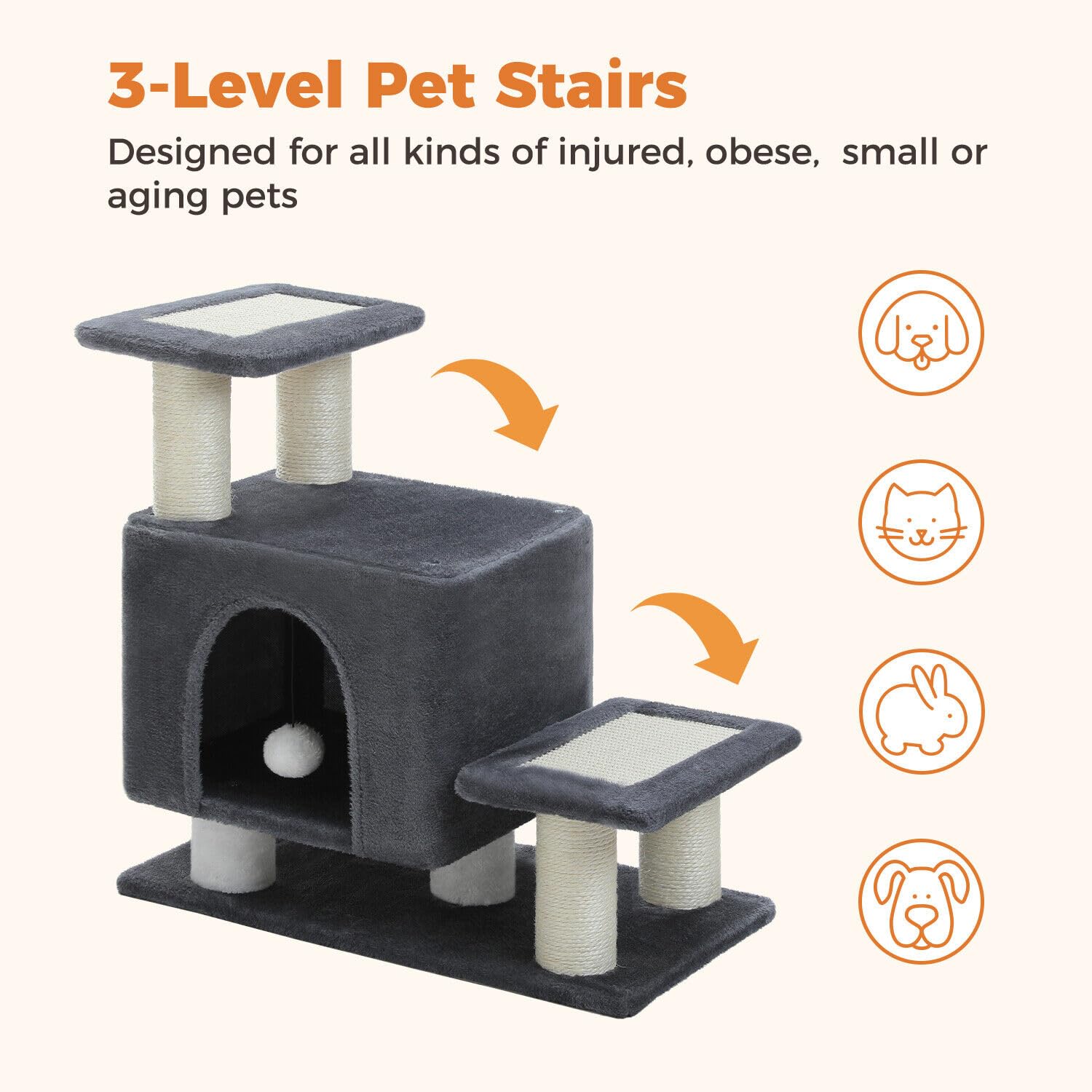 UYMI pet stairs on sofa demonstrates versatile high-reach support.