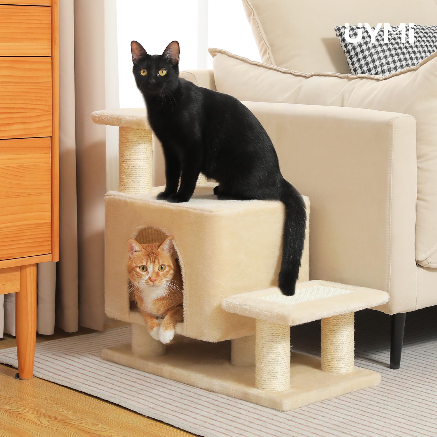 UYMI versatile design supports climbing, resting, and play for multiple pets.