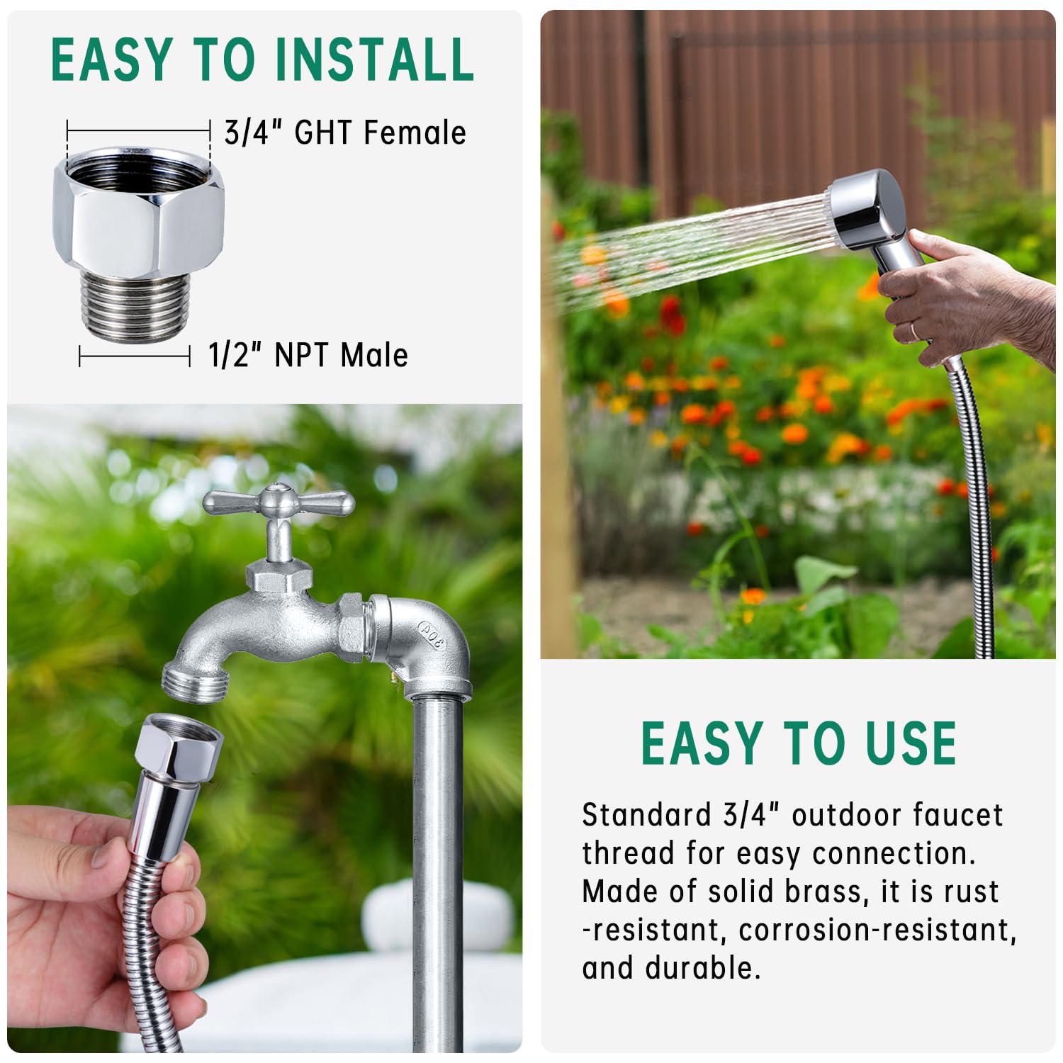 V-Frankness easy-install dog shower kit simplifies setup outdoors