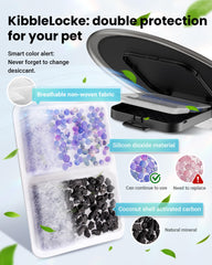 Vacqueen dual-desiccant freshness indicator maintains kibble quality