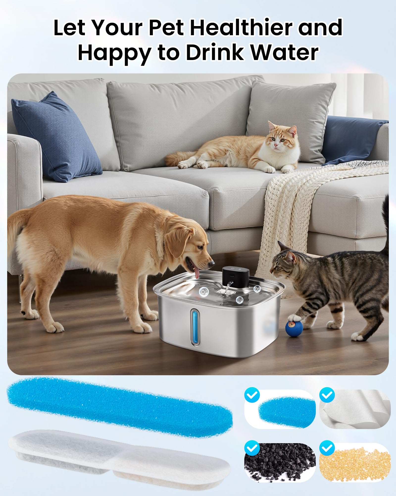 Vacqueen Tri-Pure filtration close-up illustrating multi-layer filtration for clean water