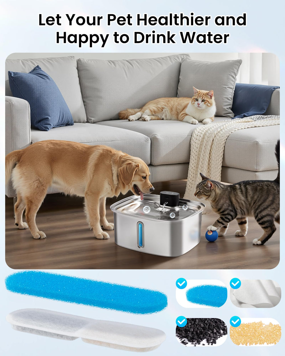Vacqueen Tri-Pure filtration close-up illustrating multi-layer filtration for clean water
