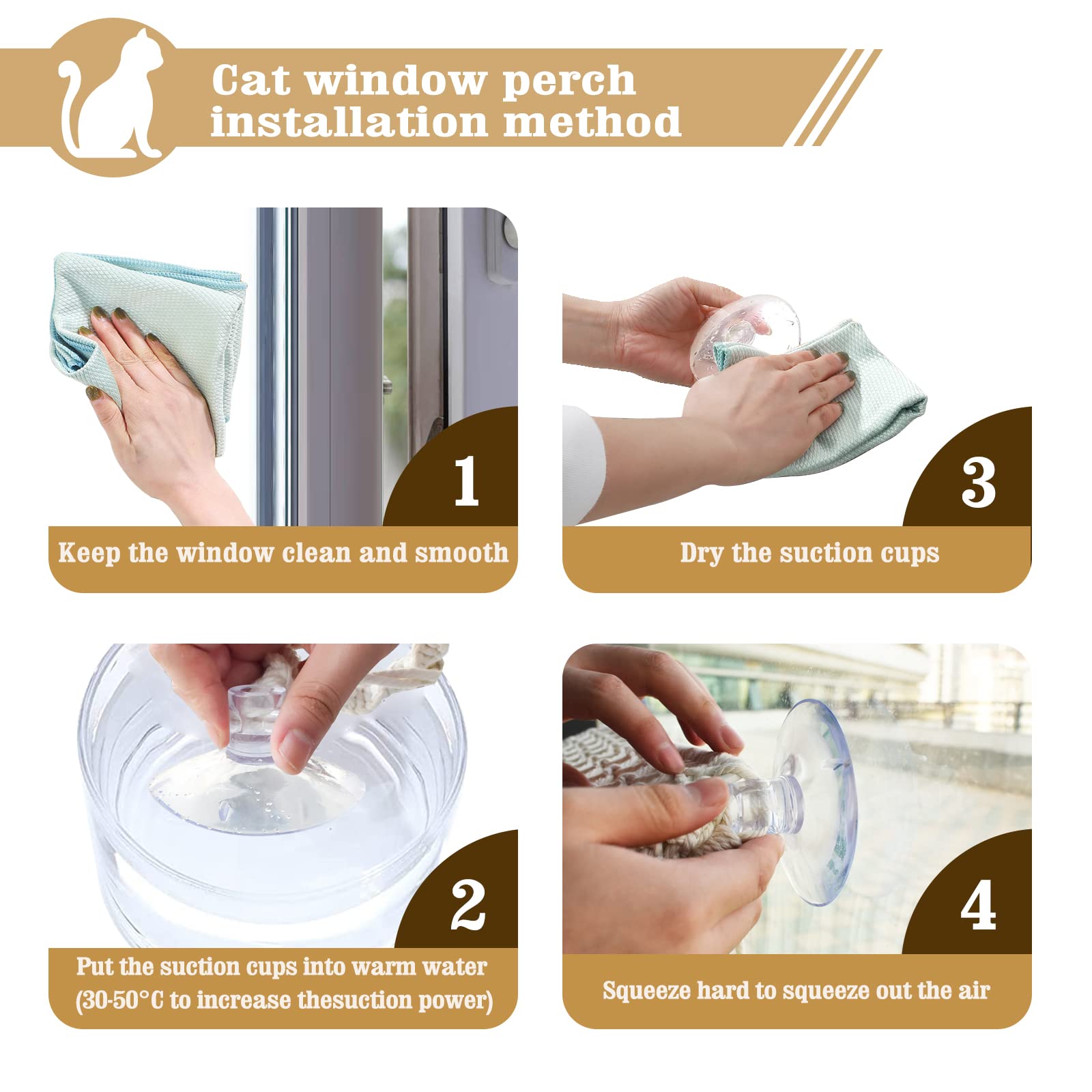 VAESCOL Cat Window Perch Knit Ball Toy adds interactive play during sunlit rests.