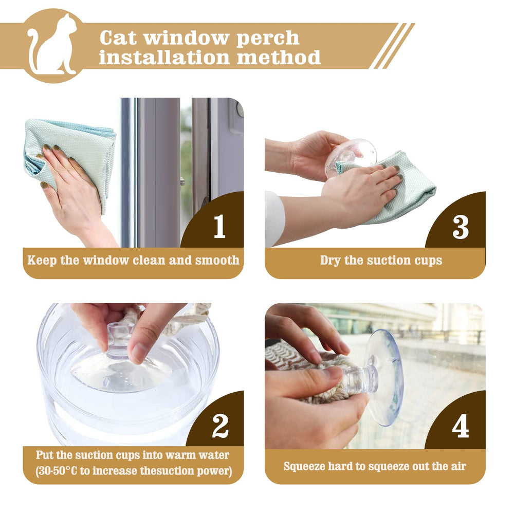 VAESCOL Cat Window Perch Knit Ball Toy adds interactive play during sunlit rests.