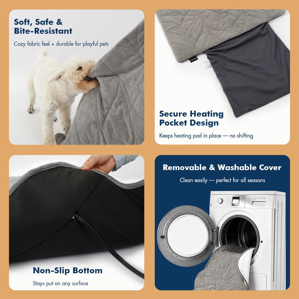 Vagascape dog heating pad chew-resistant cord enhances safety during use