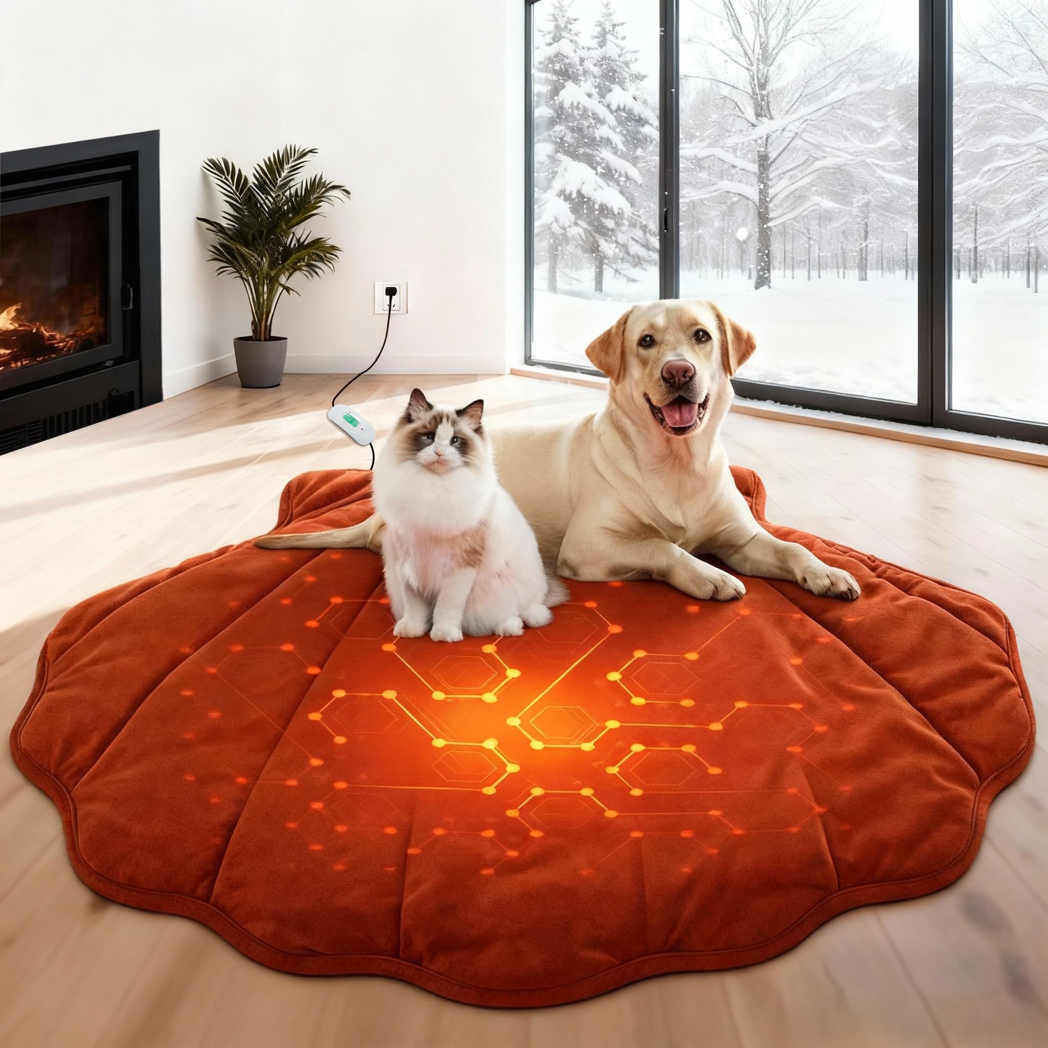 Vagascape leaves-pattern cover offers cozy warmth for large dogs on chilly days.