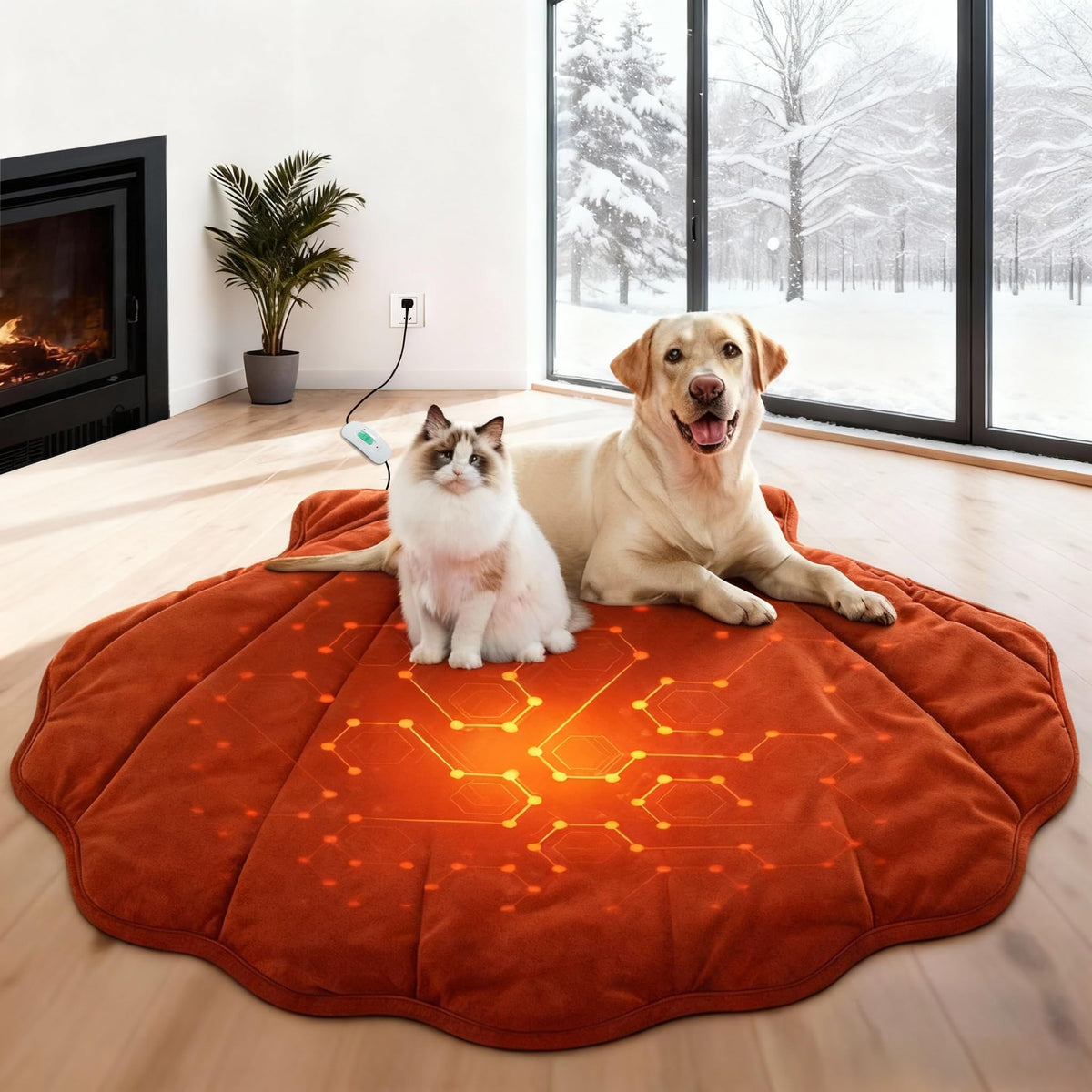 Vagascape leaves-pattern cover offers cozy warmth for large dogs on chilly days.
