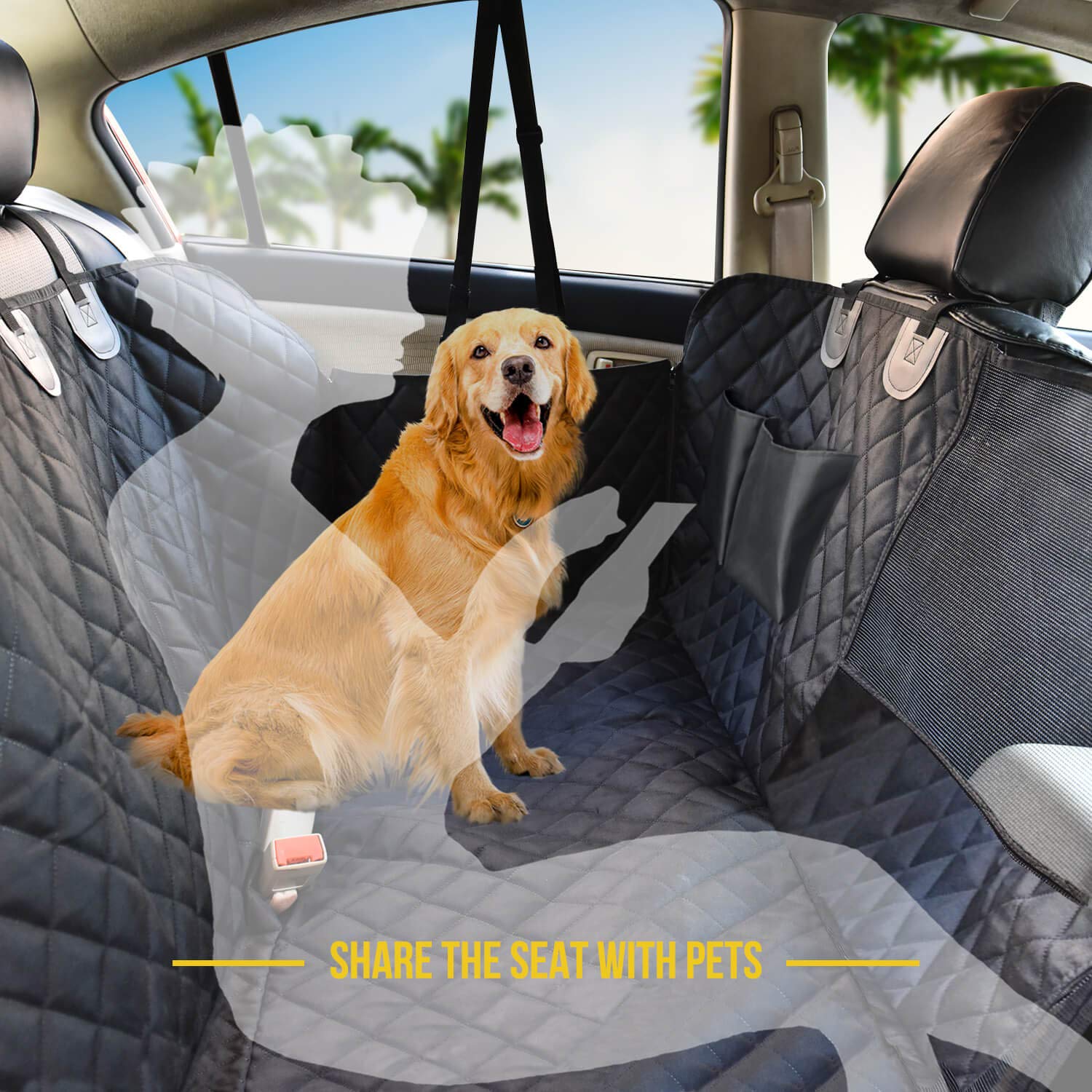 Vailge dog seat cover anti-scratch harness compatibility reduces door scratches.