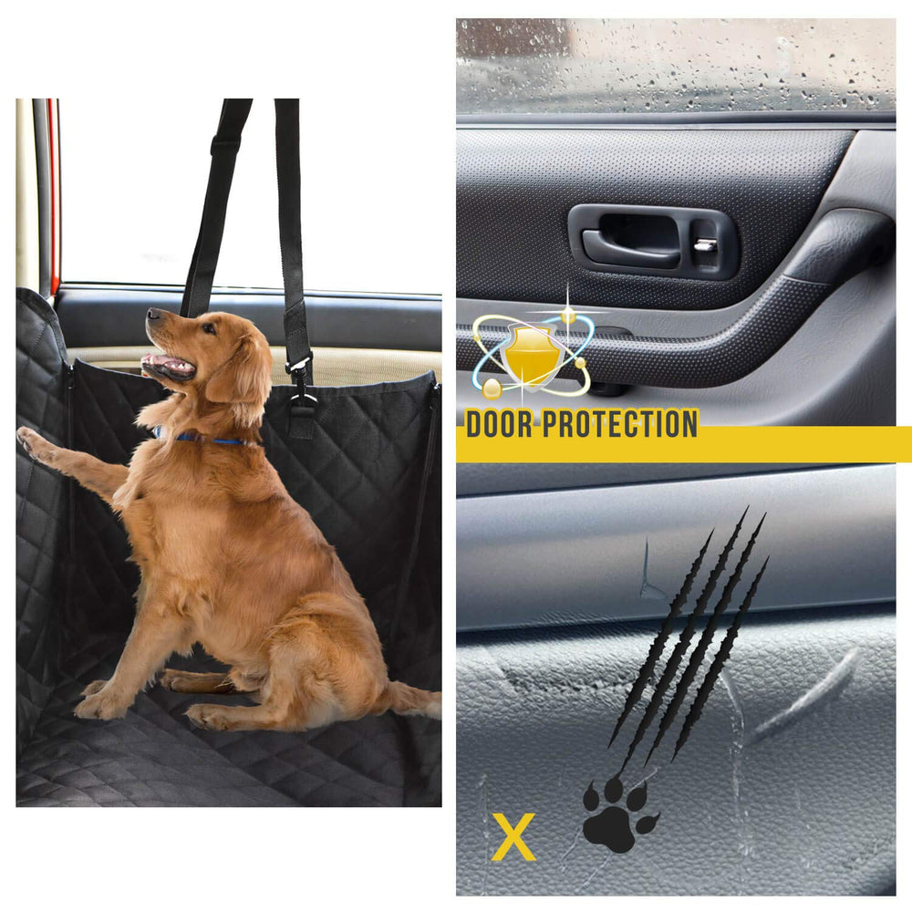 Vailge dog seat cover waterproof 600D Oxford TPU layers keep seats dry.