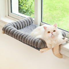 Valigogo cloud-soft cat window sill perch cover closeup demonstrates an easy-clean zipper cushion.