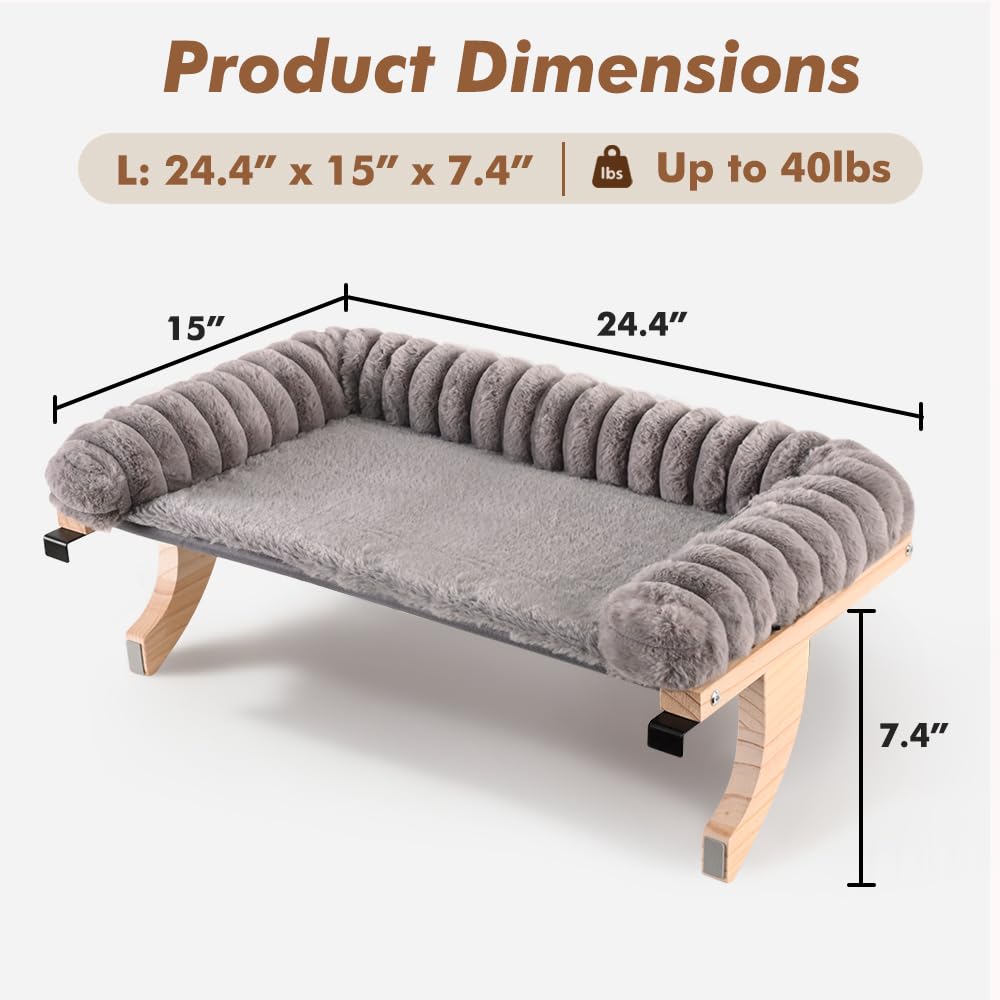 Valigogo cloud-soft cat window sill perch gray bed offers cozy daytime resting.