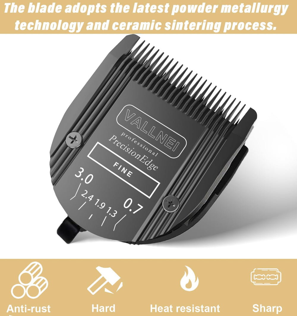 VALLNEI 5-in-1 blade image highlights adjustable blade sizes for versatile coats.