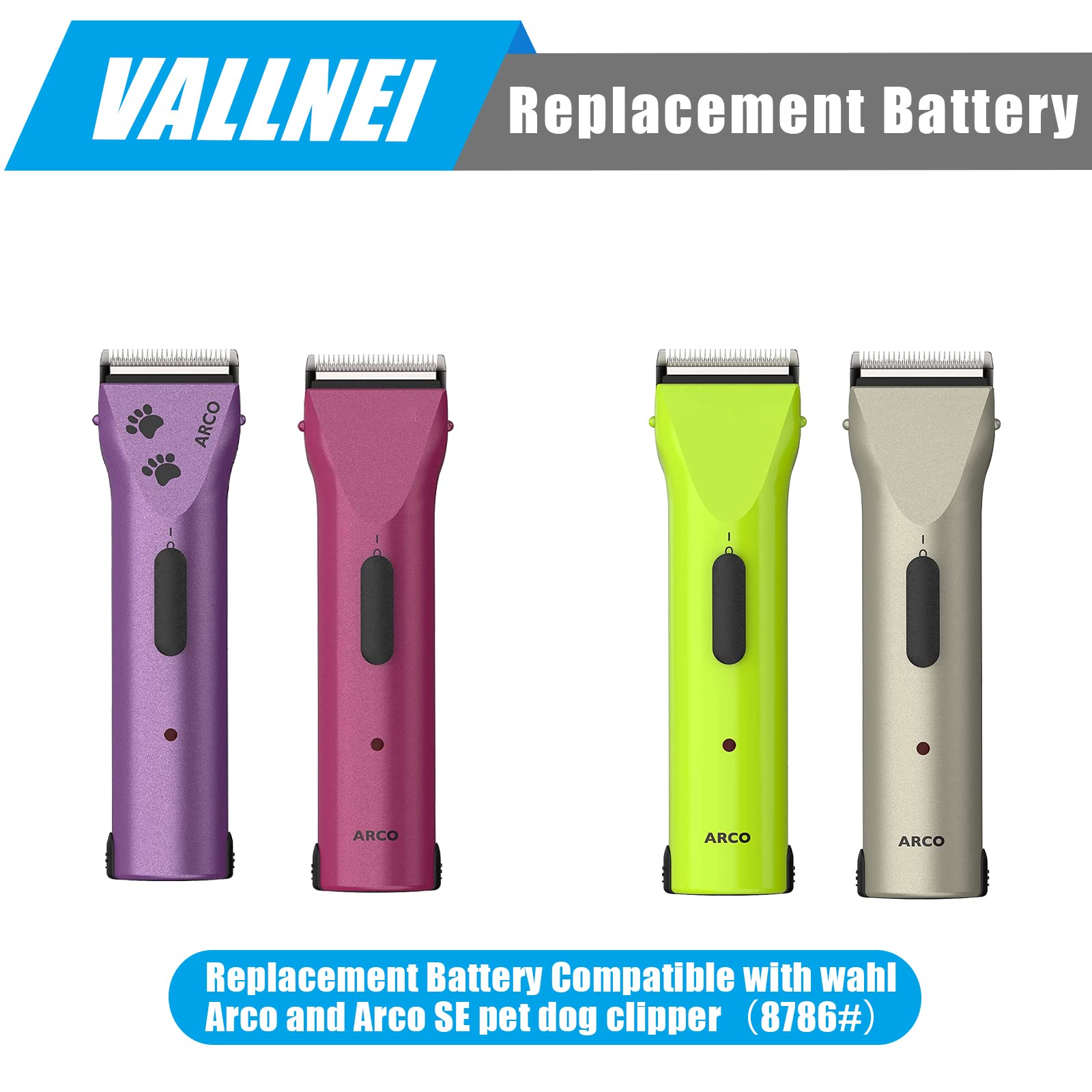 VALLNEI two-pack battery for Wahl Arco series, reliable power for busy grooming days