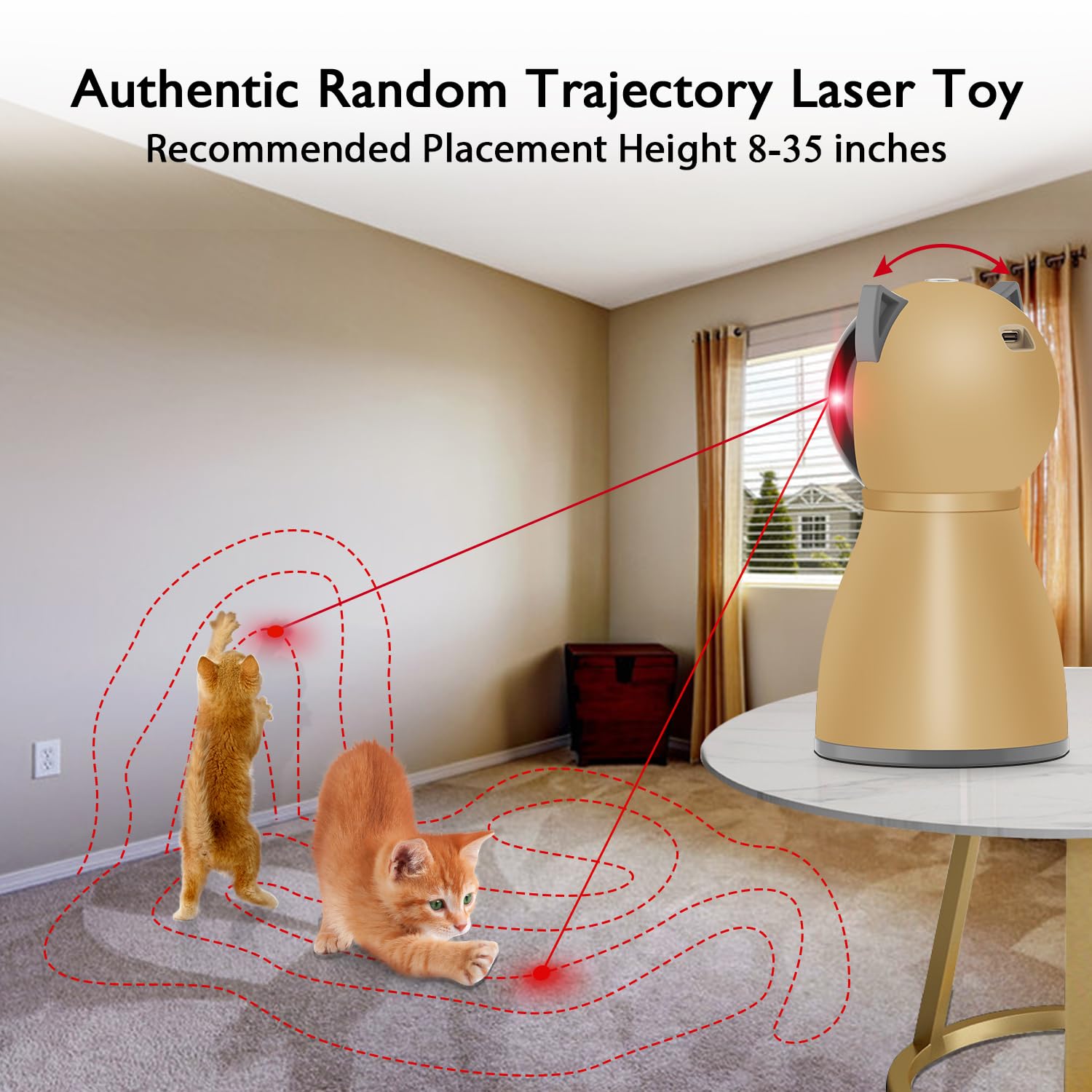 Valonii interactive cat laser toy side angle showcases adjustable movement for varied play sessions.