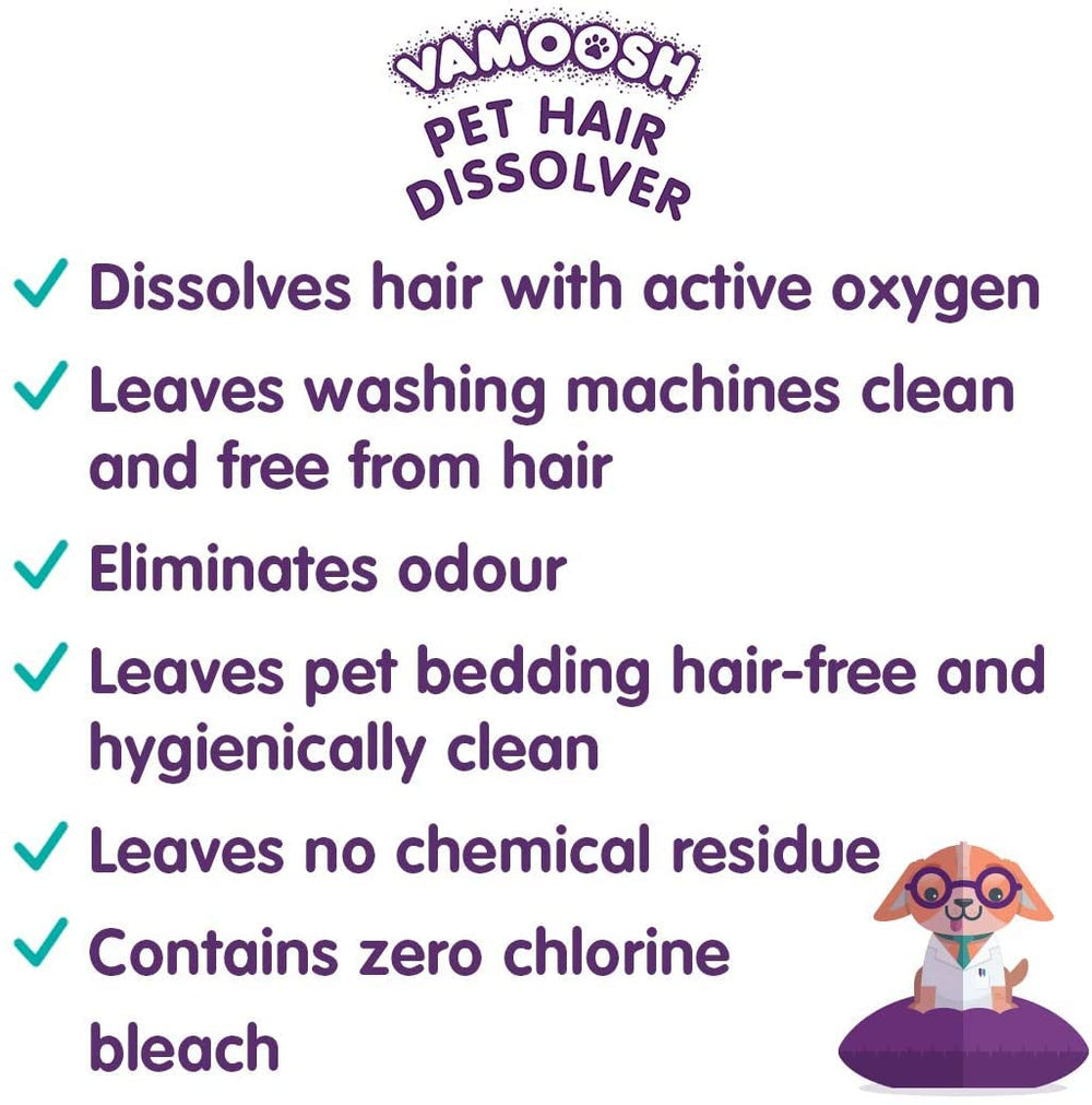 Vamoosh Pet Hair Dissolver drum clear showing clean washing machine after use.