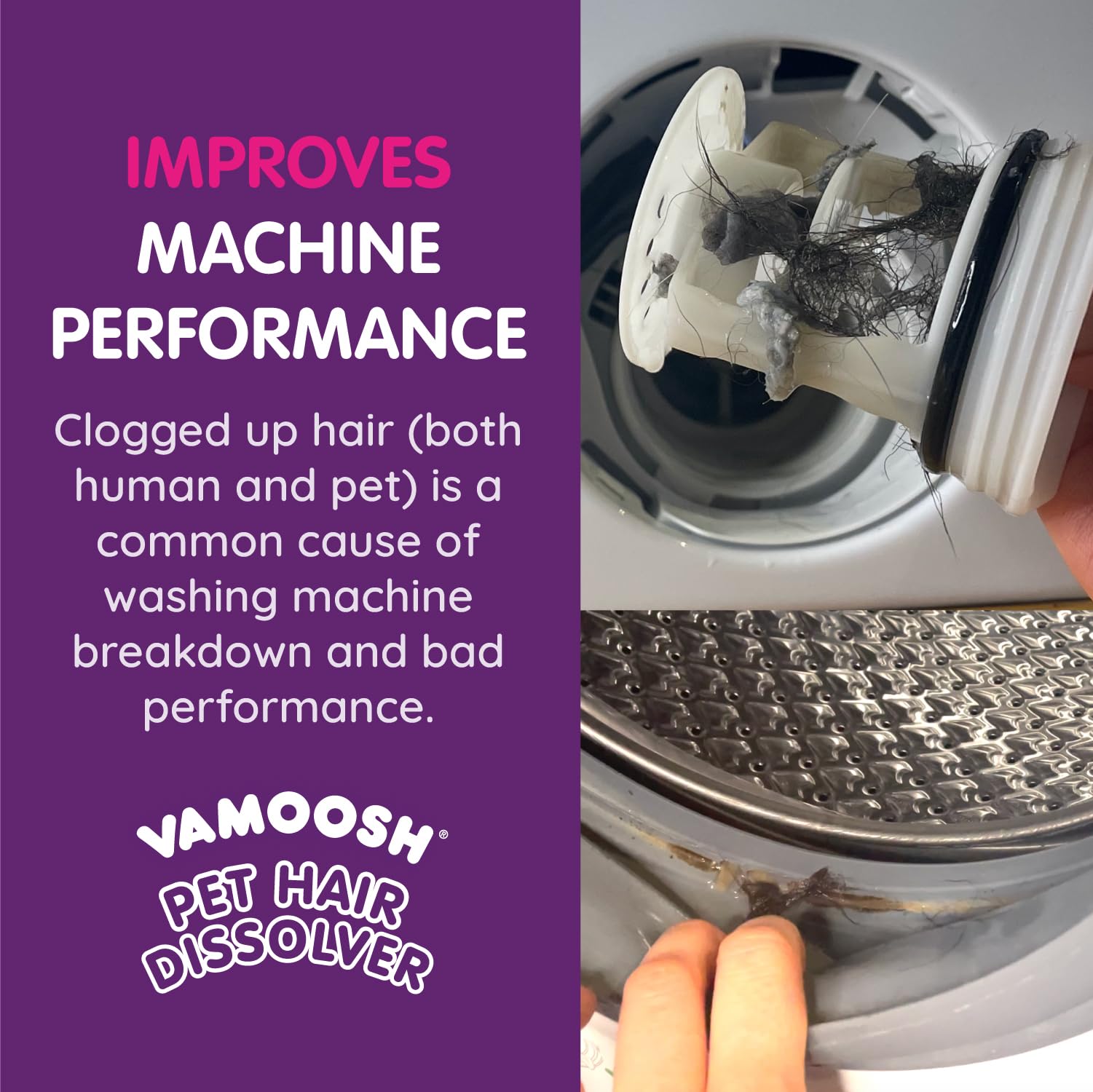 Washing machine drum clean after using Vamoosh