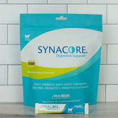 Van Beek Natural Science Synacore Canine palatable formula shown as tasty daily supplement.
