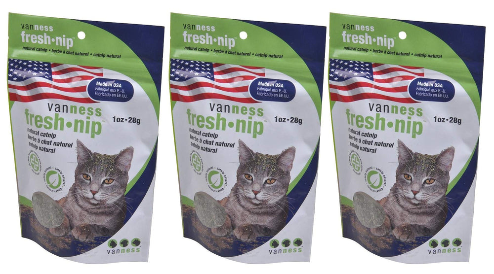 Van Ness Fresh Nip Organic Catnip set of 3 packaging for multiple play sessions