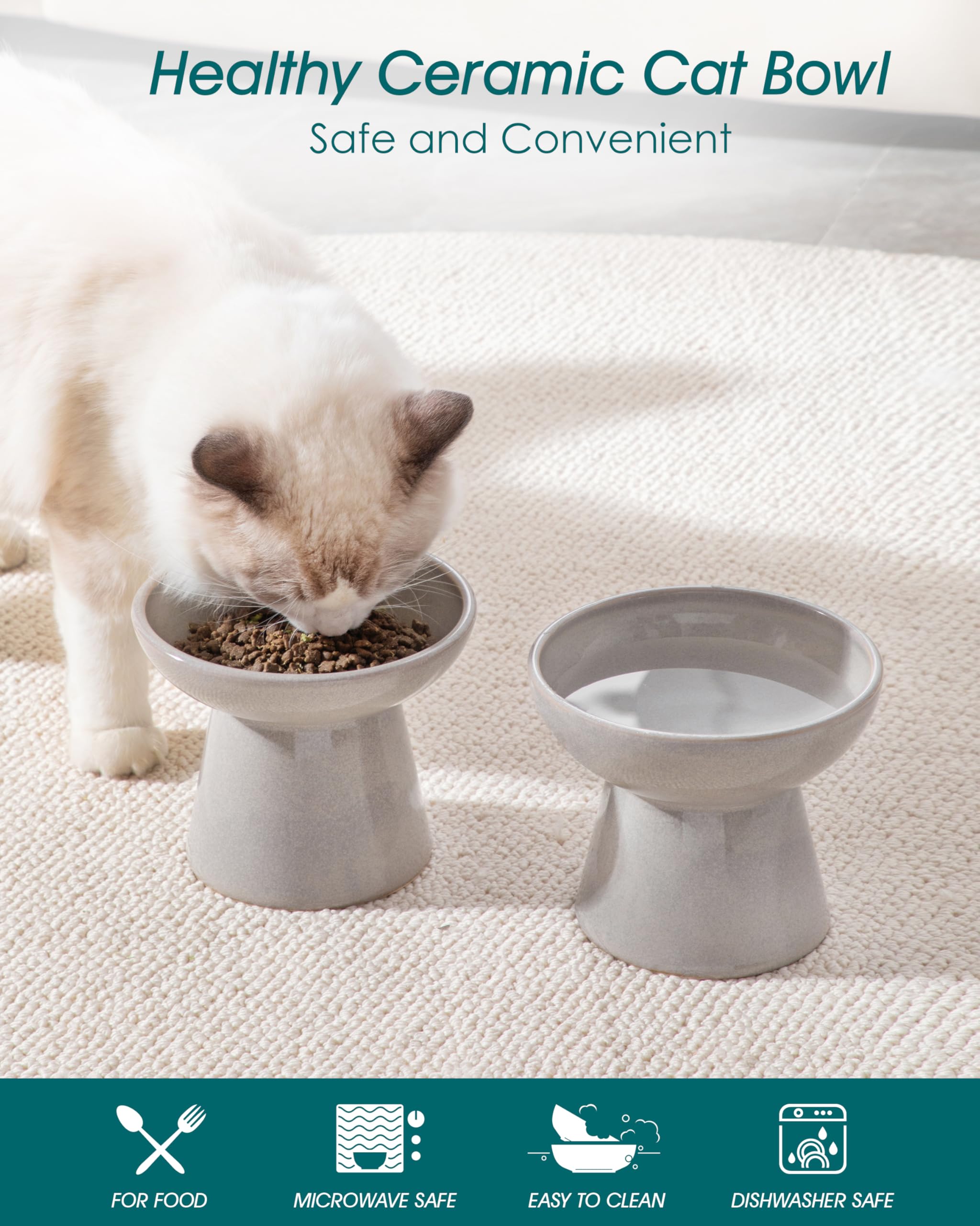 Vancasso 5.1-inch height promotes comfortable feeding posture for pets.