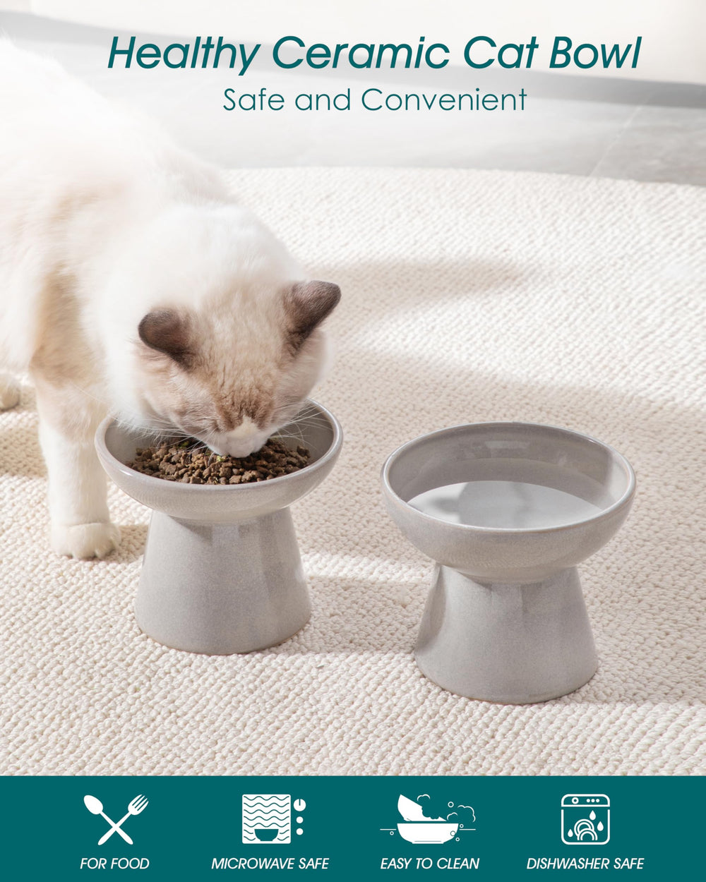 Vancasso 5.1-inch height promotes comfortable feeding posture for pets.