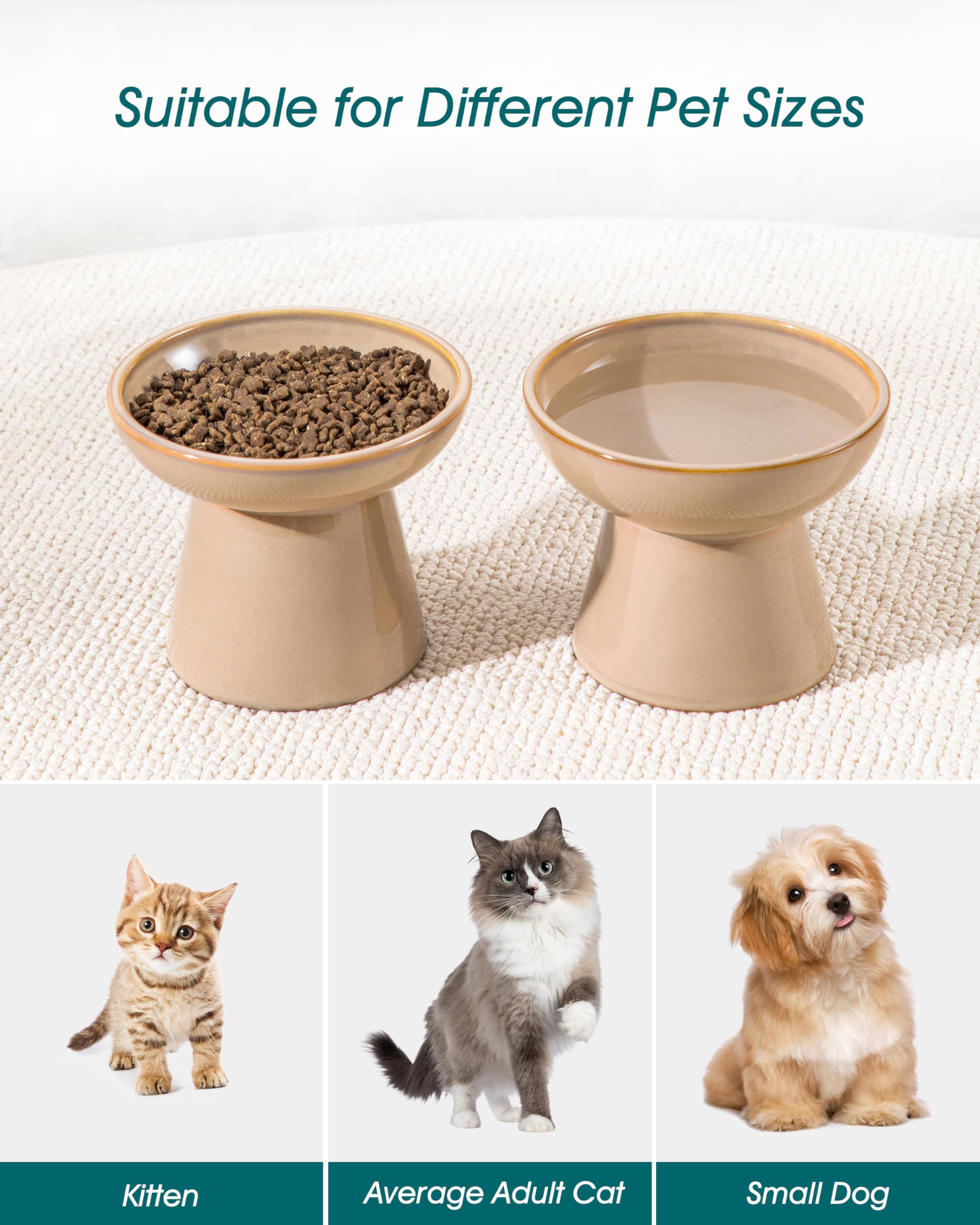 Vancasso ceramic elevated cat bowls 2-pack kitten-friendly elevated dining setup
