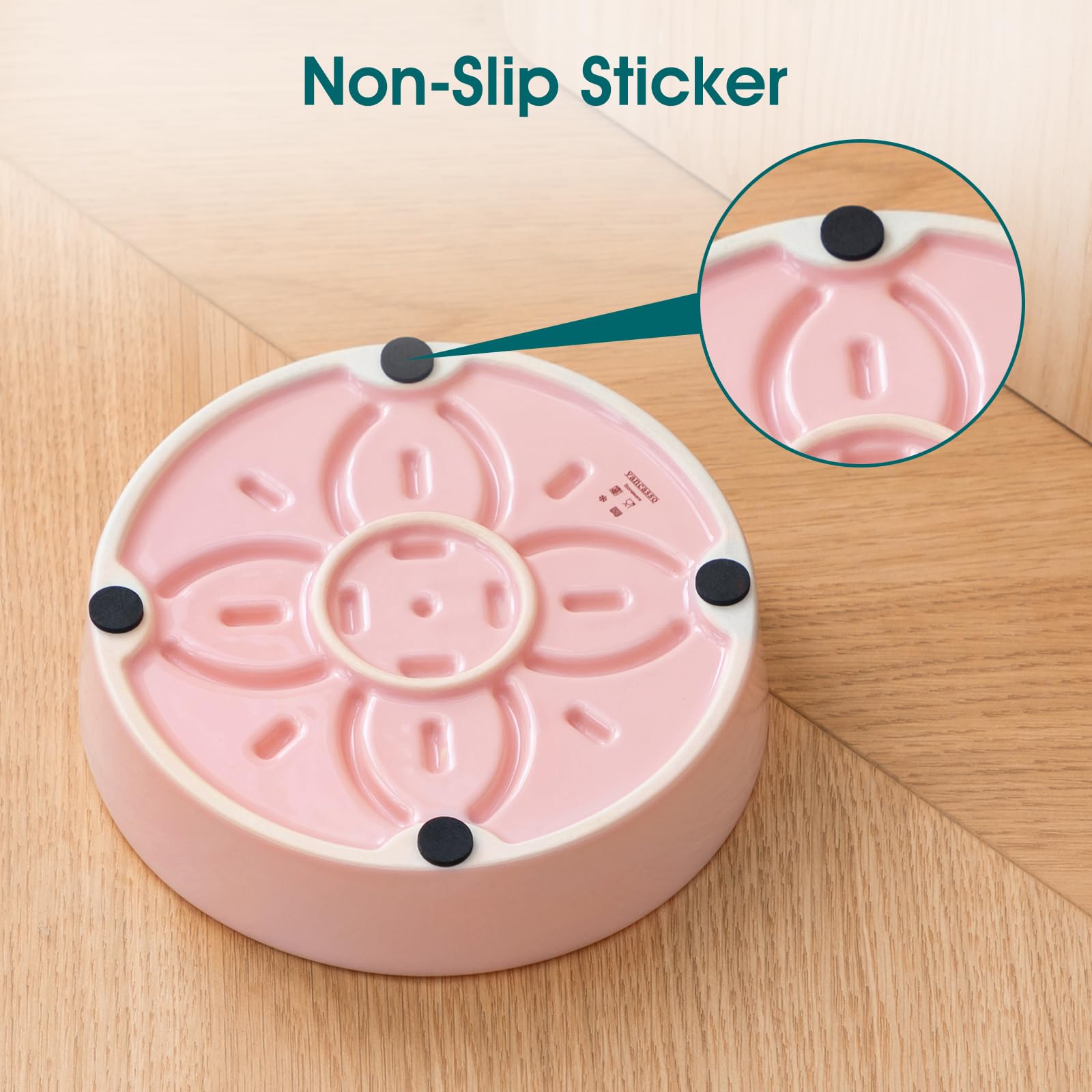 Vancasso pink glossy finish adds elegant touch to feeding area.