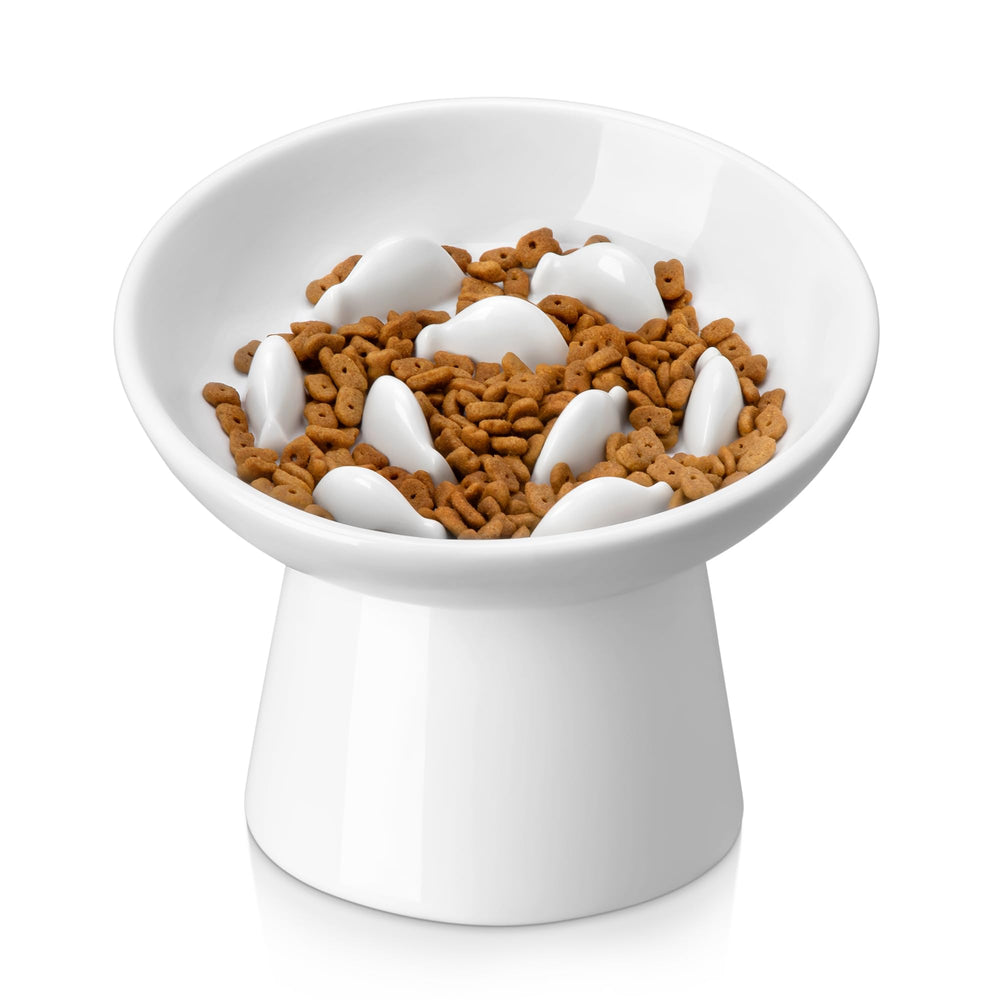 Vancasso ceramic slow feeder bowl white showing slow feeding design for calmer, more controlled eating