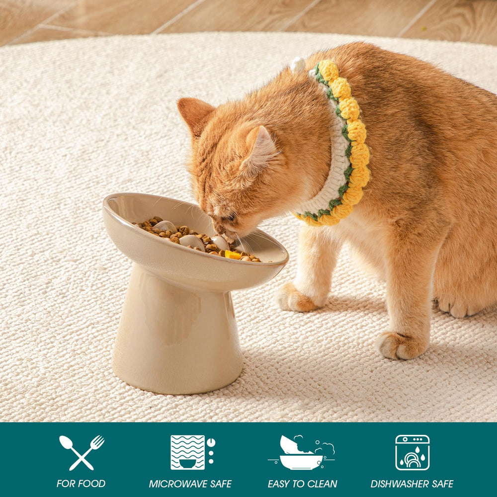 Vancasso ceramic slow feeder bowl elevated height ensures comfortable posture.