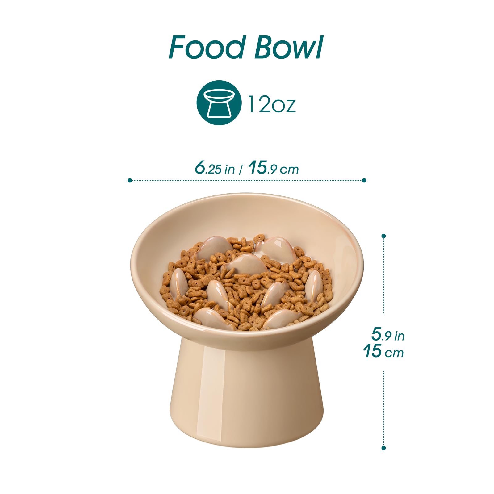 Vancasso slow feeder bowl interior with raised fish aids slower eating.