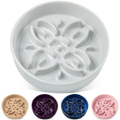 Vancasso ceramic slow feeder dog bowl with floral maze design improves mealtime pacing