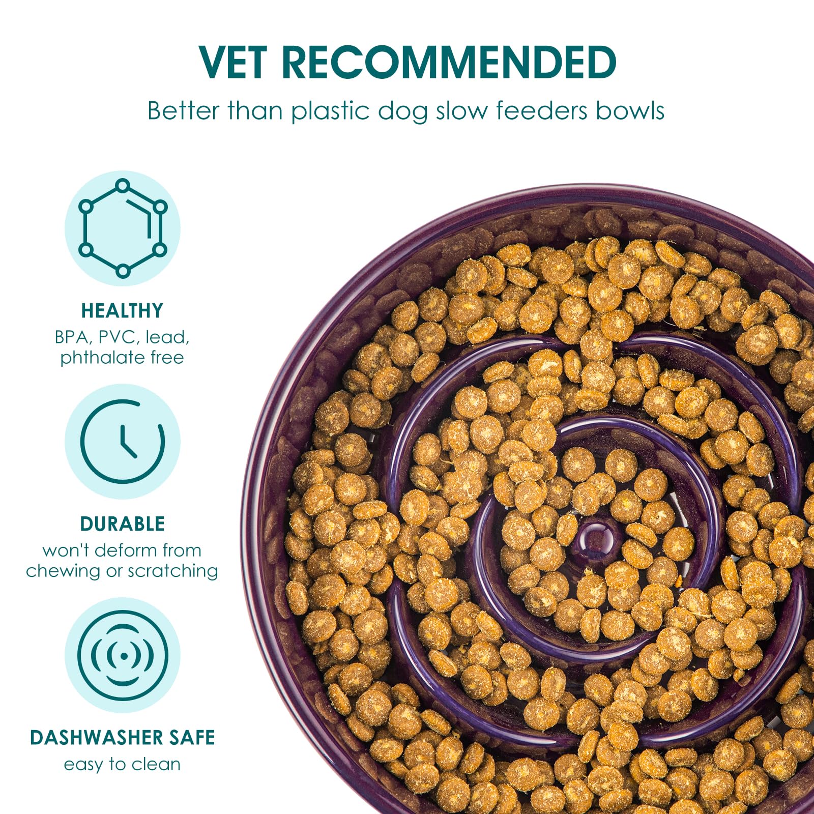 Vancasso dark purple bowl has a non-slip base to prevent spills.