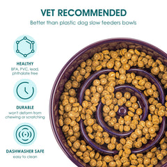 Vancasso dark purple bowl has a non-slip base to prevent spills.