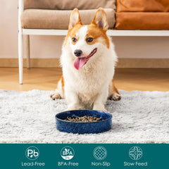 Vancasso anti-slip base keeps the blue ceramic bowl stable during meals.