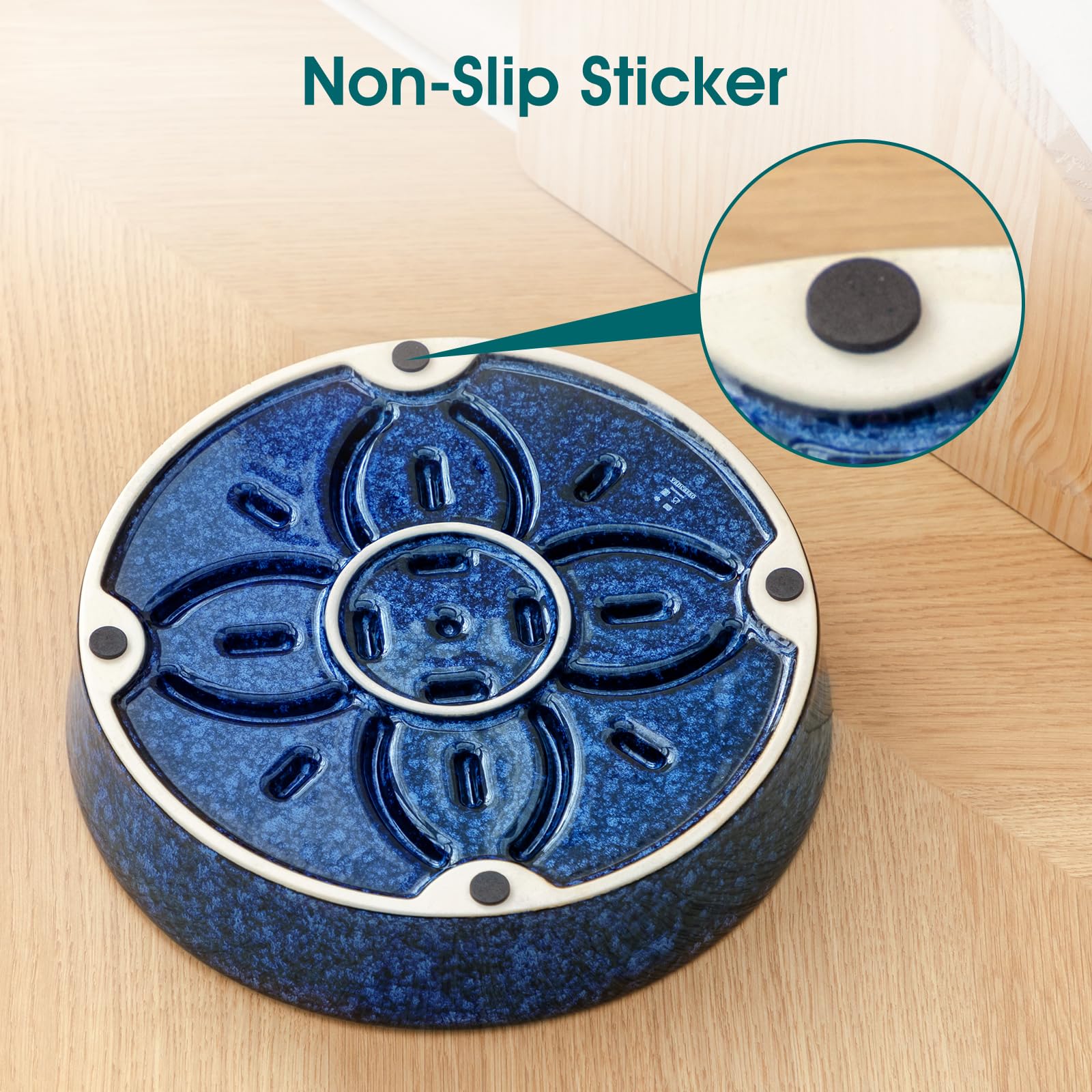 Vancasso easy-clean ceramic dog bowl in blue for daily use.