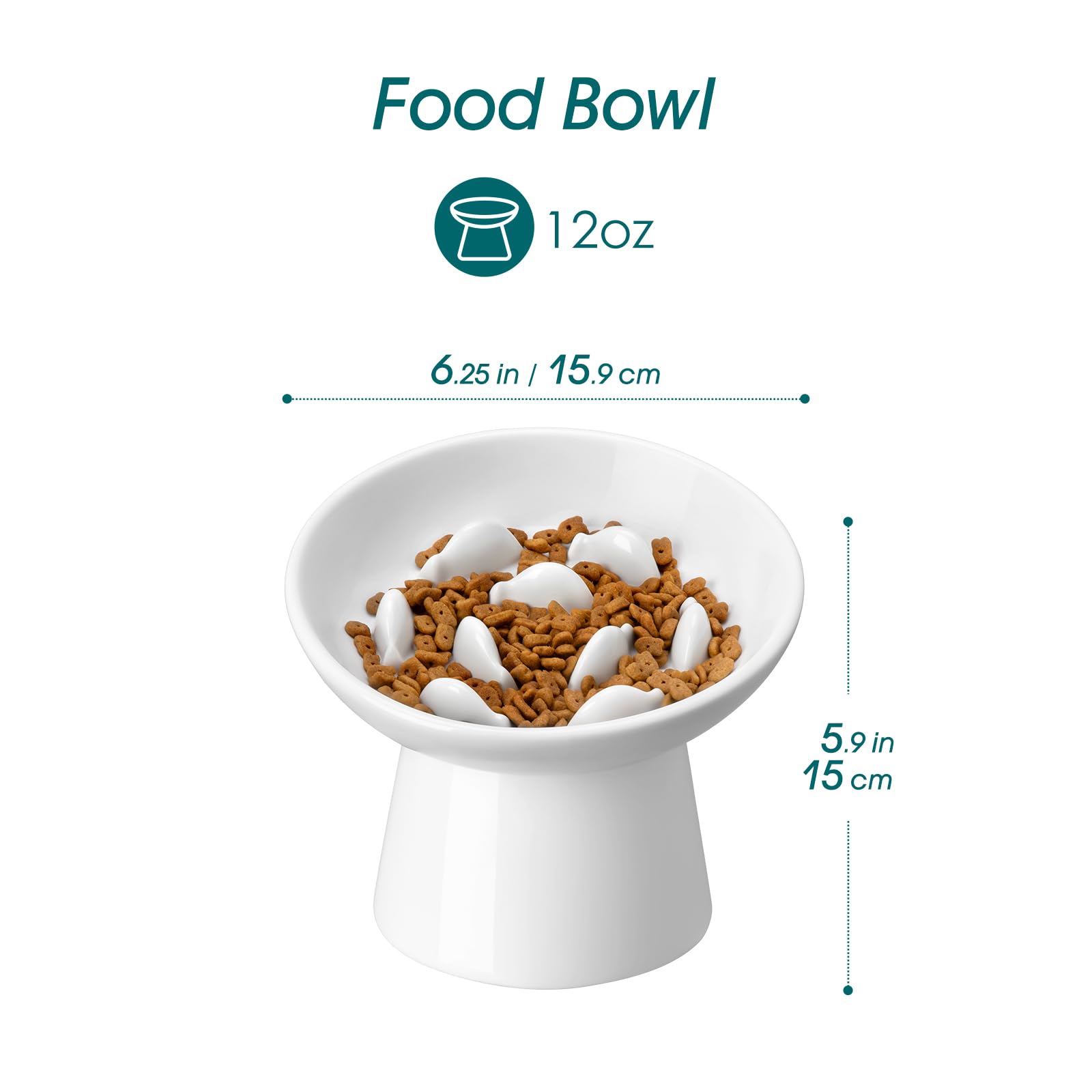Vancasso elevated cat bowl 6.25 inch height promotes comfortable posture during meals