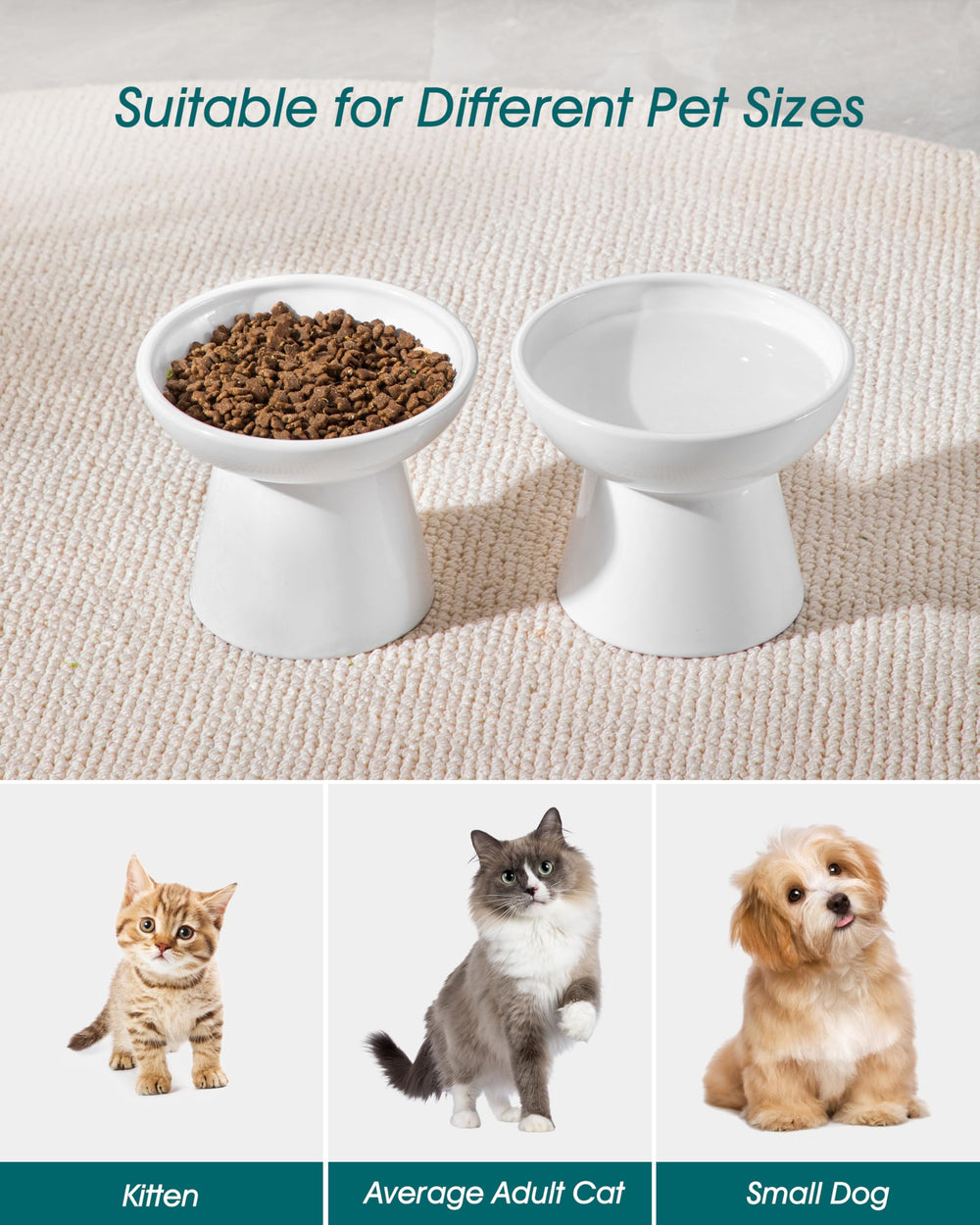 Vancasso elevated cat bowls 2-pack senior-cat-use suitable for older pets
