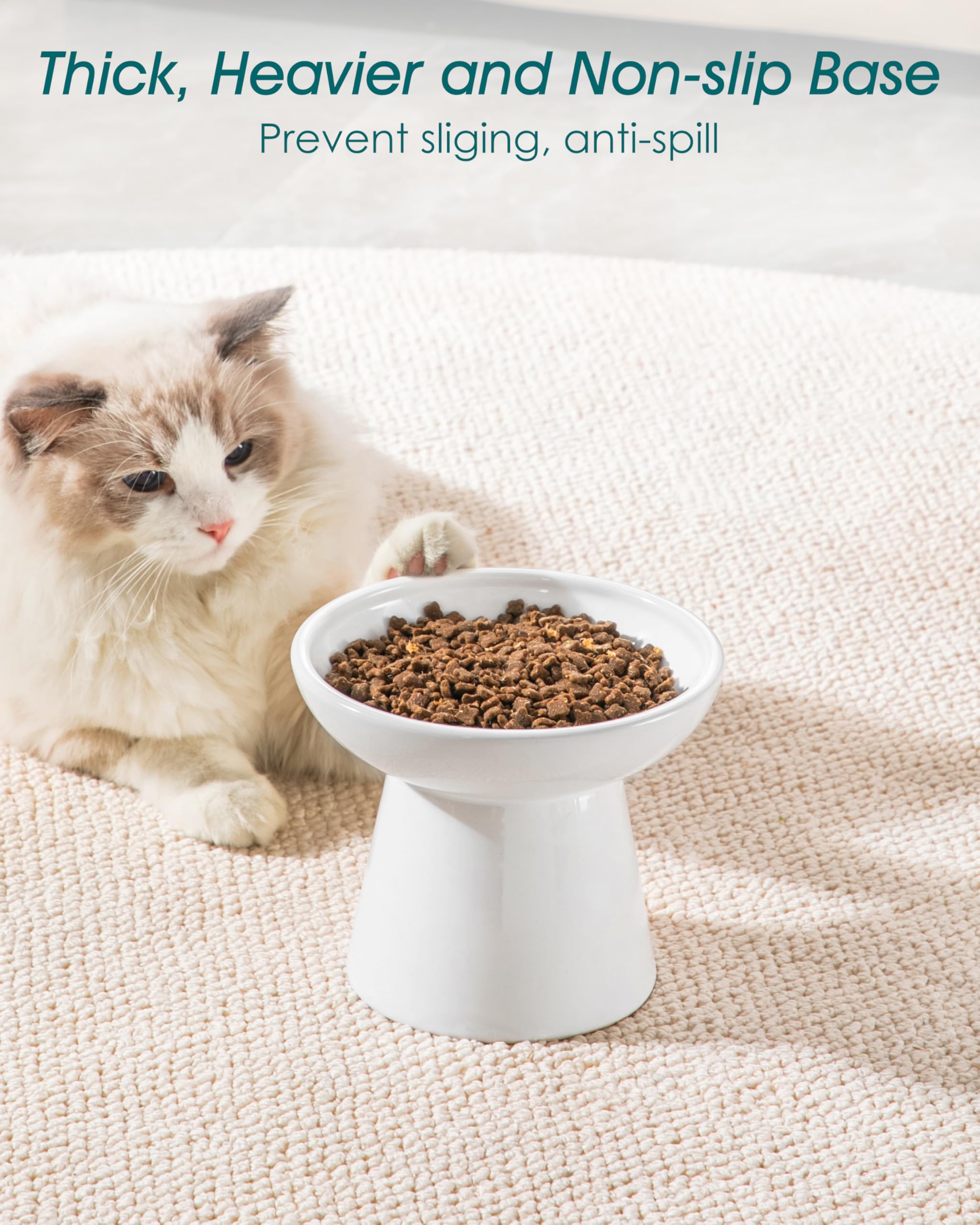 Vancasso elevated cat bowls 2-pack stable-base keeps bowls steady during meals
