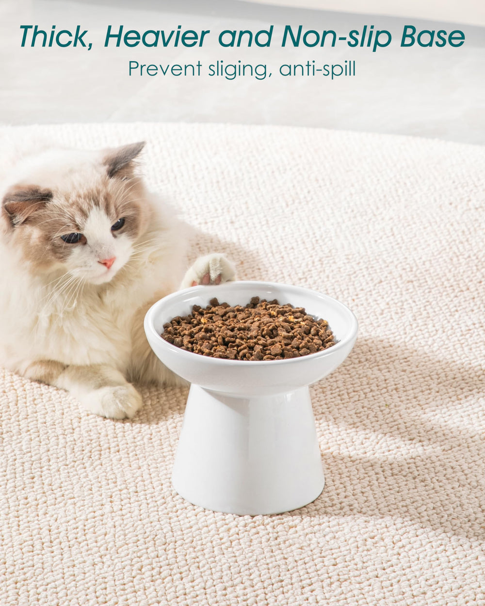 Vancasso elevated cat bowls 2-pack stable-base keeps bowls steady during meals