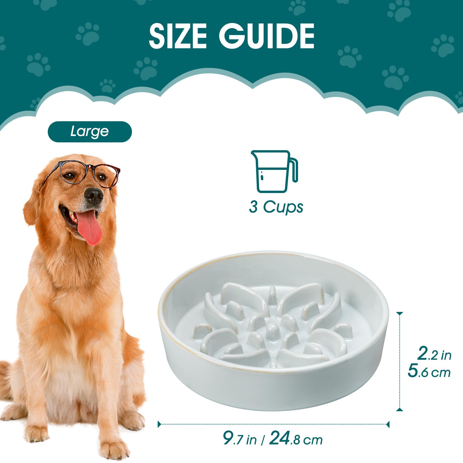 Vancasso large breed dog bowl in grayish cyan for comfortable portions