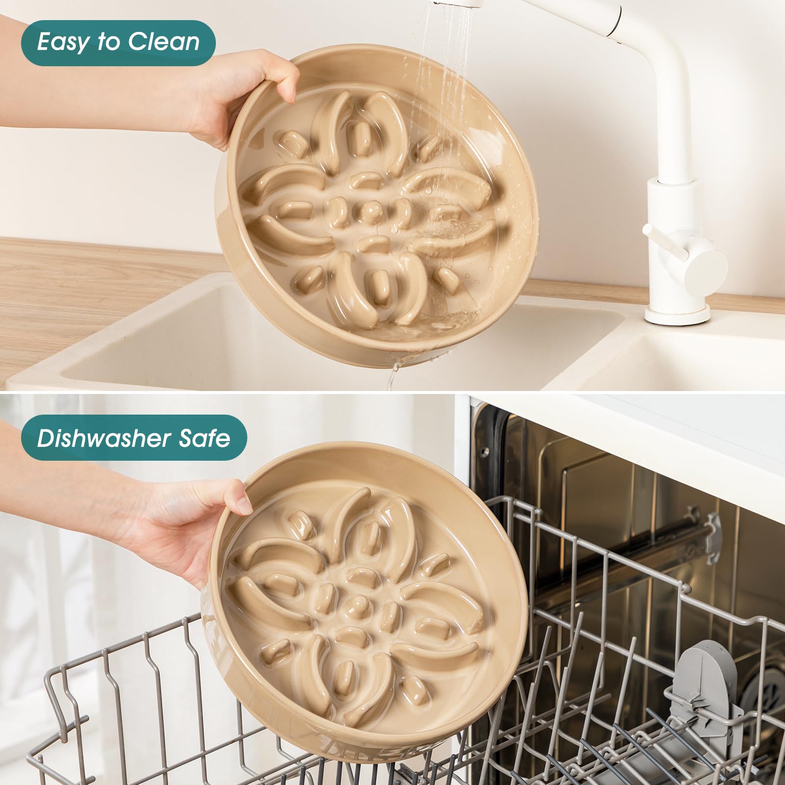 Vancasso large breed bowl holds 3 cups for measured portions